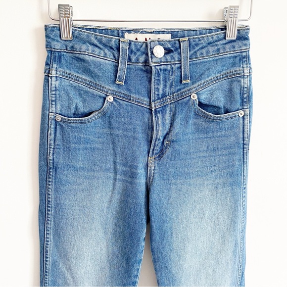 AMO Freja Medium Vintage Denim Wash Front Yoke High Waisted Ankle Crop Jeans 24 - Picture 3 of 12